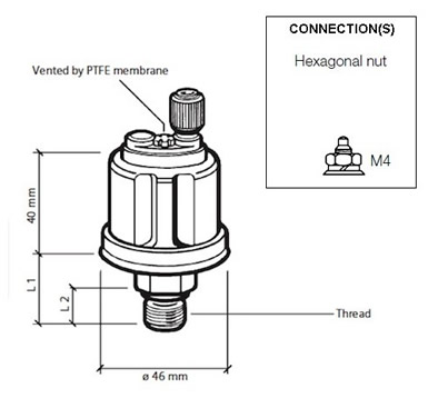 VDO Pressure sender 0-16 Bar - M12